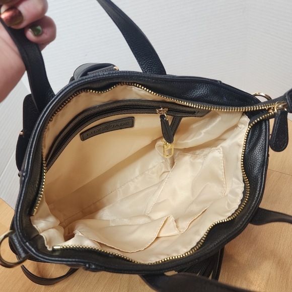 Lily Jade Brittany Vegan Leather Black Convertible Tote Bag Backpack - Picture 13 of 16